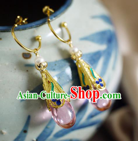 China Handmade Zircon Earrings Traditional Qing Dynasty Cloisonne Ear Jewelry China Handmade Zircon Earrings Traditional Qing Dynasty Cloisonne Ear Jewelry