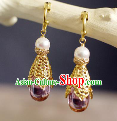 China Handmade Zircon Earrings Traditional Qing Dynasty Cloisonne Ear Jewelry China Handmade Zircon Earrings Traditional Qing Dynasty Cloisonne Ear Jewelry