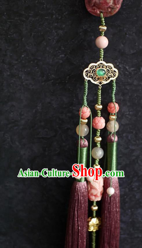 Chinese Traditional Hanfu Waist Accessories Ancient Ming Dynasty Princess Purple Tassel Pendant Chinese Traditional Hanfu Waist Accessories Ancient Ming Dynasty Princess Purple Tassel Pendant