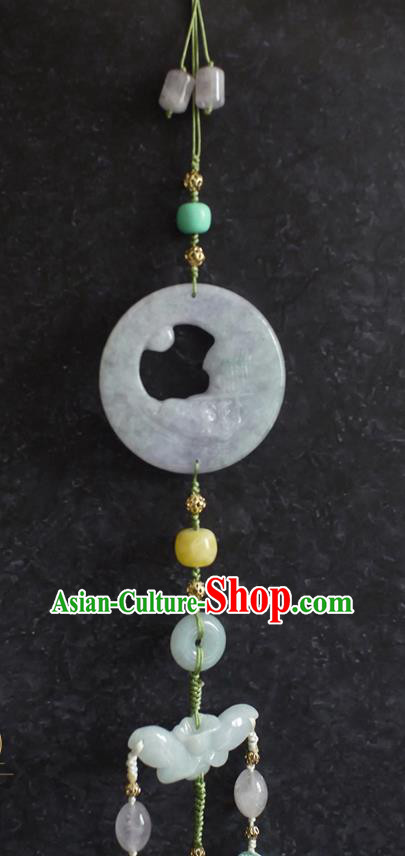 Chinese Traditional Ming Dynasty Jadeite Waist Accessories Ancient Princess Light Blue Tassel Pendant Chinese Traditional Ming Dynasty Jadeite Waist Accessories Ancient Princess Light Blue Tassel Pendant