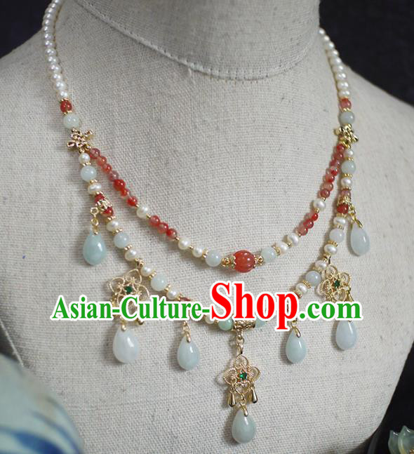 Chinese Traditional Song Dynasty Pearls Necklace Accessories Ancient Princess Agate Beads Necklet Chinese Traditional Song Dynasty Pearls Necklace Accessories Ancient Princess Agate Beads Necklet
