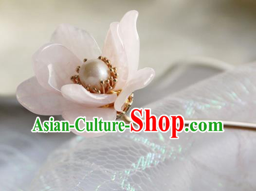 Chinese Ancient Young Beauty Hairpin Traditional Ming Dynasty Rose Quartz Mangnolia Hair Stick Chinese Ancient Young Beauty Hairpin Traditional Ming Dynasty Rose Quartz Mangnolia Hair Stick