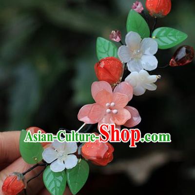Chinese Traditional Song Dynasty Princess Hair Stick Ancient Palace Lady Peach Flowers Hairpin