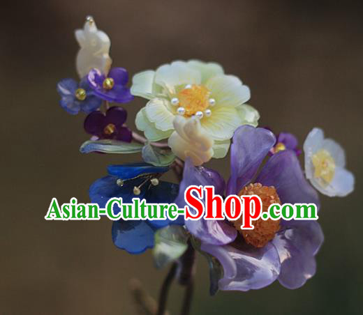 Chinese Traditional Hanfu Hair Stick Ancient Palace Lady Purple Flowers Hairpin Chinese Traditional Hanfu Hair Stick Ancient Palace Lady Purple Flowers Hairpin