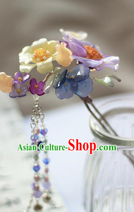 Chinese Traditional Hanfu Hair Stick Ancient Palace Lady Purple Flowers Hairpin Chinese Traditional Hanfu Hair Stick Ancient Palace Lady Purple Flowers Hairpin