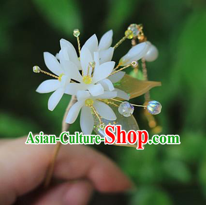 Chinese Traditional Ming Dynasty Flowers Hair Stick Ancient Young Lady Topaz Tassel Hairpin Chinese Traditional Ming Dynasty Flowers Hair Stick Ancient Young Lady Topaz Tassel Hairpin
