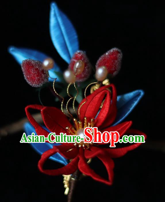 Chinese Handmade Long Tassel Hair Stick Ancient Ming Dynasty Princess Strawberry Flower Hair Claw Chinese Handmade Long Tassel Hair Stick Ancient Ming Dynasty Princess Strawberry Flower Hair Claw