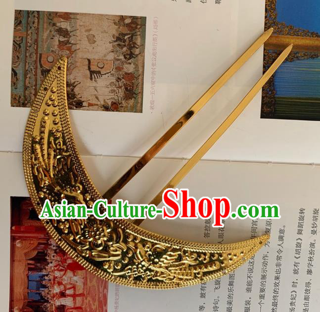 Chinese Handmade Golden Hairpins Ancient Tang Dynasty Princess Hair Accessories Full Set Chinese Handmade Golden Hairpins Ancient Tang Dynasty Princess Hair Accessories Full Set