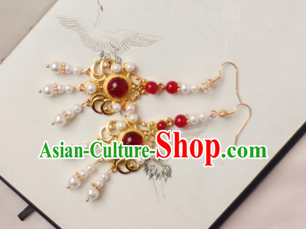 China Handmade Ancient Bride Earrings Traditional Ming Dynasty Wedding Pearls Ear Jewelry China Handmade Ancient Bride Earrings Traditional Ming Dynasty Wedding Pearls Ear Jewelry