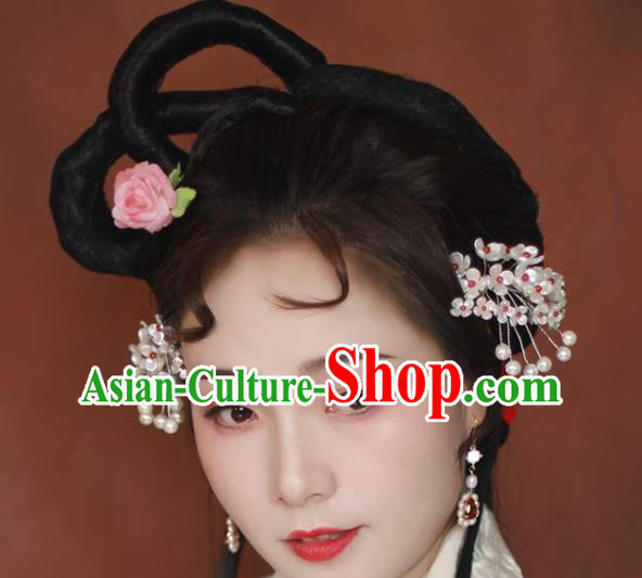 Chinese Handmade Shell Flowers Hairpin Ancient Qing Dynasty Noble Woman Pearls Hair Stick Chinese Handmade Shell Flowers Hairpin Ancient Qing Dynasty Noble Woman Pearls Hair Stick