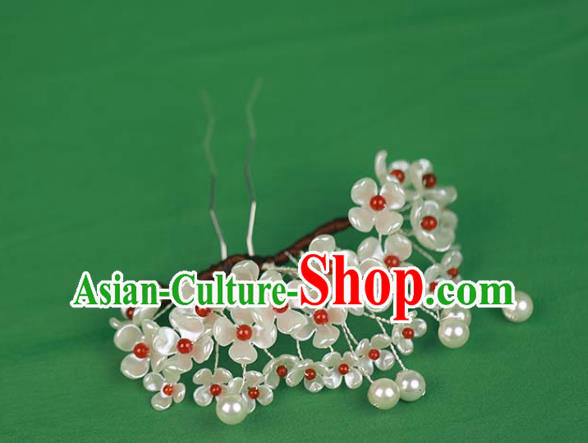 Chinese Handmade Shell Flowers Hairpin Ancient Qing Dynasty Noble Woman Pearls Hair Stick Chinese Handmade Shell Flowers Hairpin Ancient Qing Dynasty Noble Woman Pearls Hair Stick