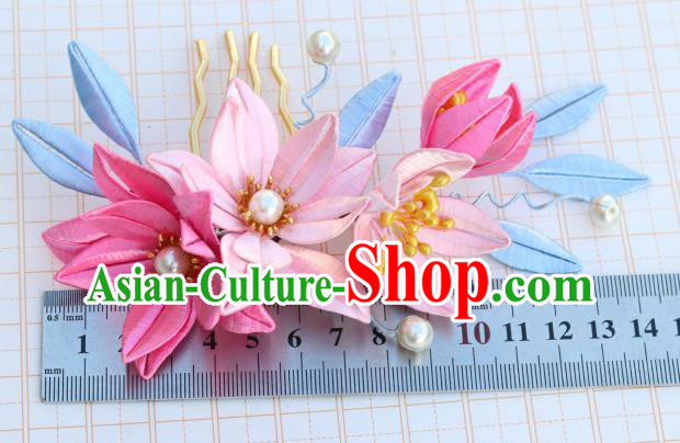 Chinese Traditional Song Dynasty Palace Lady Hair Comb Ancient Princess Pink Silk Epiphyllum Hairpin Chinese Traditional Song Dynasty Palace Lady Hair Comb Ancient Princess Pink Silk Epiphyllum Hairpin