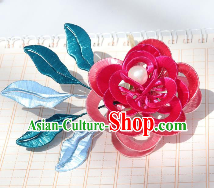 Chinese Handmade Hanfu Hair Accessories Ancient Royal Princess Rosy Silk Peony Hairpin Headpiece Chinese Handmade Hanfu Hair Accessories Ancient Royal Princess Rosy Silk Peony Hairpin Headpiece