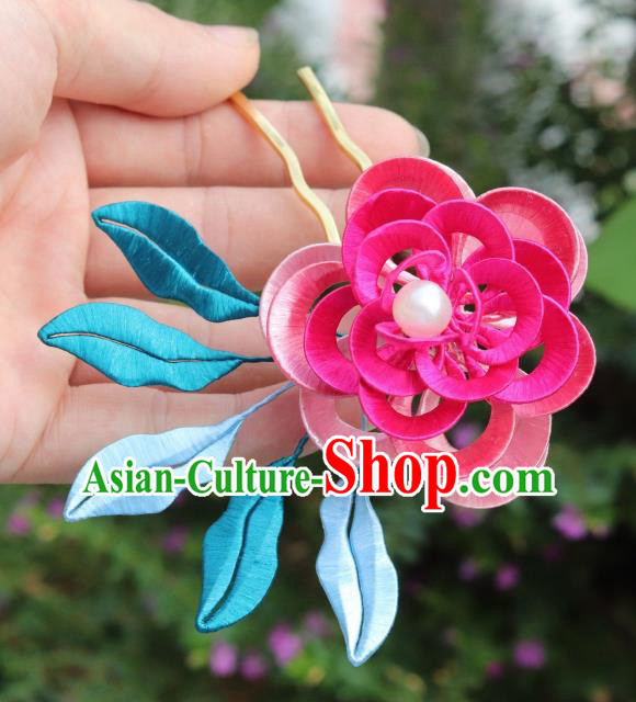 Chinese Handmade Hanfu Hair Accessories Ancient Royal Princess Rosy Silk Peony Hairpin Headpiece Chinese Handmade Hanfu Hair Accessories Ancient Royal Princess Rosy Silk Peony Hairpin Headpiece