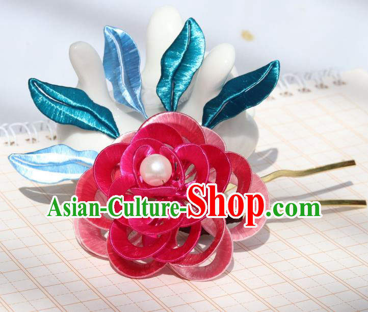 Chinese Handmade Hanfu Hair Accessories Ancient Royal Princess Rosy Silk Peony Hairpin Headpiece Chinese Handmade Hanfu Hair Accessories Ancient Royal Princess Rosy Silk Peony Hairpin Headpiece