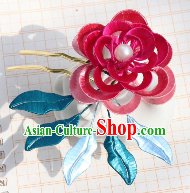 Chinese Handmade Hanfu Hair Accessories Ancient Royal Princess Rosy Silk Peony Hairpin Headpiece Chinese Handmade Hanfu Hair Accessories Ancient Royal Princess Rosy Silk Peony Hairpin Headpiece