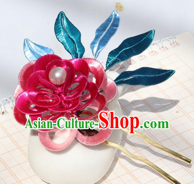 Chinese Handmade Hanfu Hair Accessories Ancient Royal Princess Rosy Silk Peony Hairpin Headpiece Chinese Handmade Hanfu Hair Accessories Ancient Royal Princess Rosy Silk Peony Hairpin Headpiece