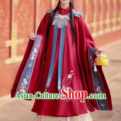 China Ancient Red Hanfu Dress Garment Traditional Ming Dynasty Palace Princess Historical Costumes