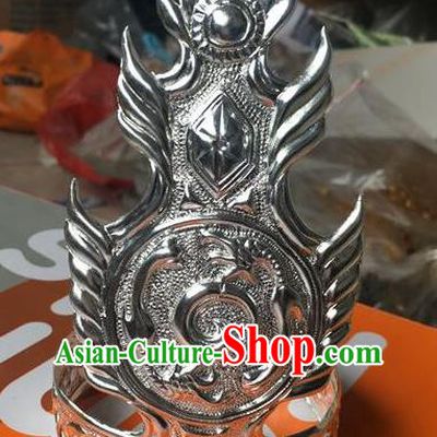 Chinese Ancient King Argent Hairdo Crown Traditional Ming Dynasty Prince Hair Accessories