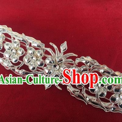 Chinese Traditional Ming Dynasty Hanfu Hair Accessories Ancient Fairy Argent Plum Blossom Hairpin
