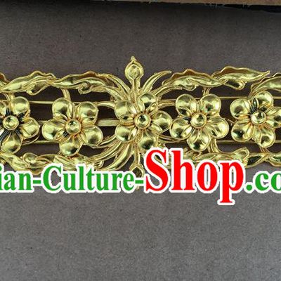 Chinese Traditional Ming Dynasty Queen Hair Accessories Ancient Court Woman Golden Plum Blossom Hairpin