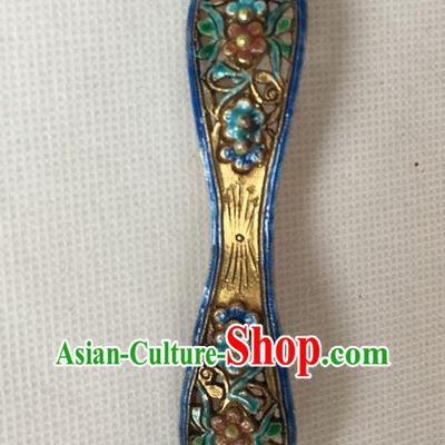 Chinese Ancient Court Empress Hairpin Headwear Traditional Qing Dynasty Cloisonne Plum Blossom Hair Stick