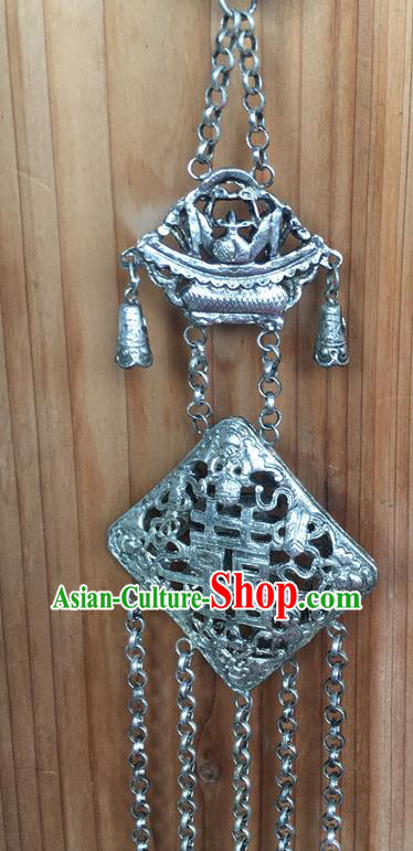 Chinese Ancient Qing Dynasty Brooch Accessories Traditional Wedding Silver Tassel Pendant Chinese Ancient Qing Dynasty Brooch Accessories Traditional Wedding Silver Tassel Pendant