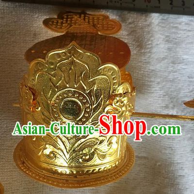 Chinese Ancient Tang Dynasty Royal Prince Hair Accessories Traditional Wedding Golden Hairdo Crown