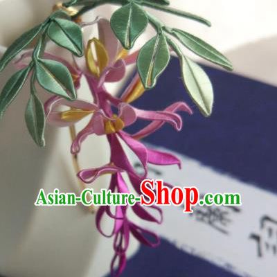 Chinese Song Dynasty Hair Accessories Ancient Princess Hair Clip Traditional Silk Wisteria Hairpin
