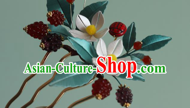 Chinese Traditional Hair Accessories Silk Flowers Hairpin Ancient Princess Raspberry Hair Comb Chinese Traditional Hair Accessories Silk Flowers Hairpin Ancient Princess Raspberry Hair Comb