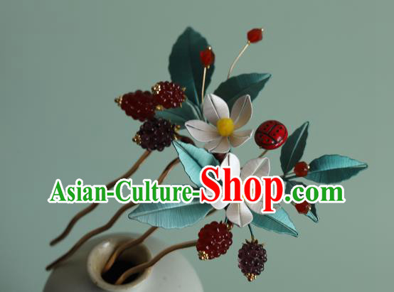 Chinese Traditional Hair Accessories Silk Flowers Hairpin Ancient Princess Raspberry Hair Comb Chinese Traditional Hair Accessories Silk Flowers Hairpin Ancient Princess Raspberry Hair Comb