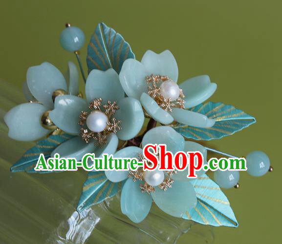 Chinese Traditional Hanfu Hairpin Hair Accessories Ancient Princess Amazonite Sakura Hair Stick Chinese Traditional Hanfu Hairpin Hair Accessories Ancient Princess Amazonite Sakura Hair Stick