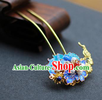 Chinese Ancient Empress Blueing Hairpins Traditional Ming Dynasty Pearls Hair Sticks Chinese Ancient Empress Blueing Hairpins Traditional Ming Dynasty Pearls Hair Sticks