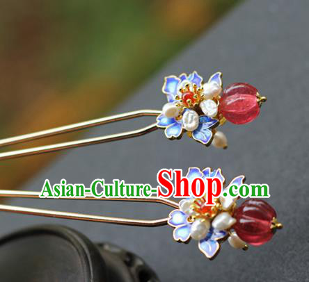 Chinese Traditional Ming Dynasty Queen Blueing Hair Stick Ancient Court Woman Hairpin Chinese Traditional Ming Dynasty Queen Blueing Hair Stick Ancient Court Woman Hairpin