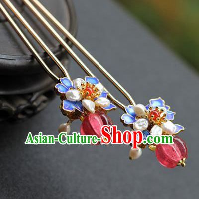 Chinese Traditional Ming Dynasty Queen Blueing Hair Stick Ancient Court Woman Hairpin