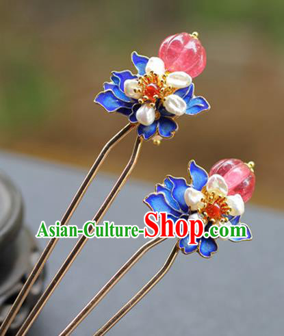 Chinese Traditional Ming Dynasty Queen Blueing Hair Stick Ancient Court Woman Hairpin Chinese Traditional Ming Dynasty Queen Blueing Hair Stick Ancient Court Woman Hairpin