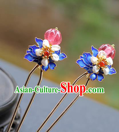 Chinese Traditional Ming Dynasty Queen Blueing Hair Stick Ancient Court Woman Hairpin Chinese Traditional Ming Dynasty Queen Blueing Hair Stick Ancient Court Woman Hairpin