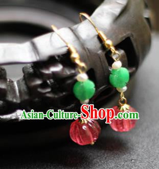 Handmade China Pearls Earrings Traditional Qing Dynasty Empress Jade Ear Accessories Handmade China Pearls Earrings Traditional Qing Dynasty Empress Jade Ear Accessories