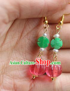 Handmade China Pearls Earrings Traditional Qing Dynasty Empress Jade Ear Accessories Handmade China Pearls Earrings Traditional Qing Dynasty Empress Jade Ear Accessories