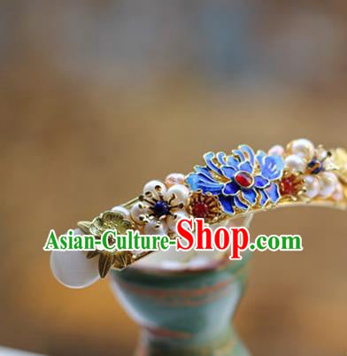 Chinese Ancient Palace Lady Pearls Hairpin Traditional Ming Dynasty Cloisonne Chrysanthemum Hair Stick Chinese Ancient Palace Lady Pearls Hairpin Traditional Ming Dynasty Cloisonne Chrysanthemum Hair Stick