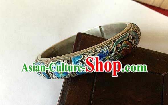 Handmade China Ethnic Carving Silver Bangle National Wedding Cloisonne Bracelet Accessories Handmade China Ethnic Carving Silver Bangle National Wedding Cloisonne Bracelet Accessories