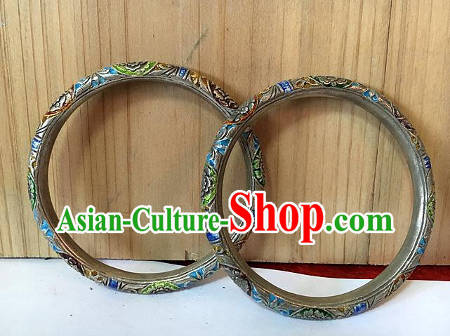 Handmade China National Cloisonne Butterfly Bracelet Accessories Miao Ethnic Silver Hollow Bangle Handmade China National Cloisonne Butterfly Bracelet Accessories Miao Ethnic Silver Hollow Bangle