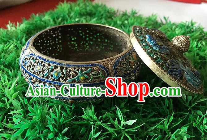 Handmade China National Silver Carving Craft Traditional Enamel Censer Handmade China National Silver Carving Craft Traditional Enamel Censer