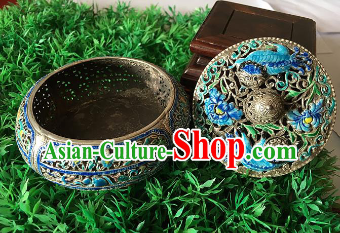 Handmade China National Silver Carving Craft Traditional Enamel Censer Handmade China National Silver Carving Craft Traditional Enamel Censer