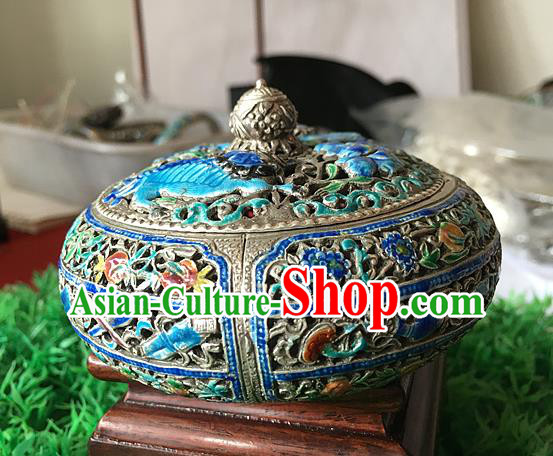 Handmade China National Silver Carving Craft Traditional Enamel Censer Handmade China National Silver Carving Craft Traditional Enamel Censer
