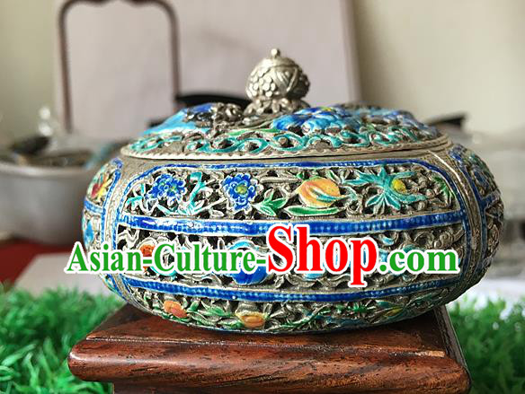 Handmade China National Silver Carving Craft Traditional Enamel Censer Handmade China National Silver Carving Craft Traditional Enamel Censer