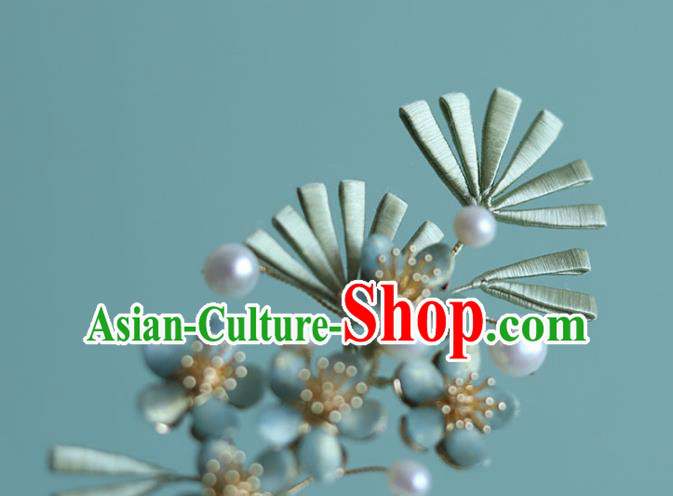 Chinese Ancient Princess Silk Pine Hair Stick Traditional Hanfu Hairpin Chinese Ancient Princess Silk Pine Hair Stick Traditional Hanfu Hairpin