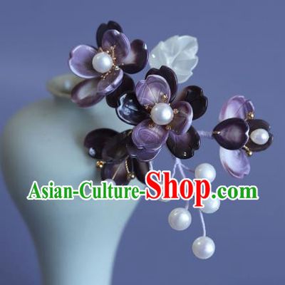 Chinese Ancient Princess Purple Flowers Hair Stick Traditional Hanfu Hair Accessories Hairpin