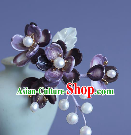 Chinese Ancient Princess Purple Flowers Hair Stick Traditional Hanfu Hair Accessories Hairpin