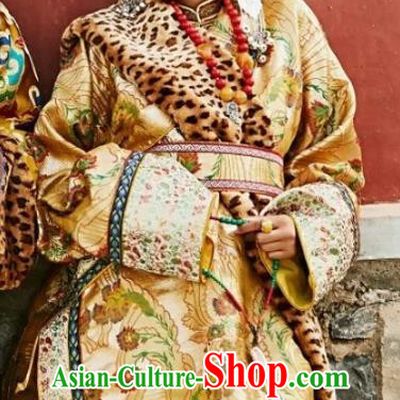 China Traditional Tibetan Robe Xizang Zang Nationality Female Stage Performance Clothing